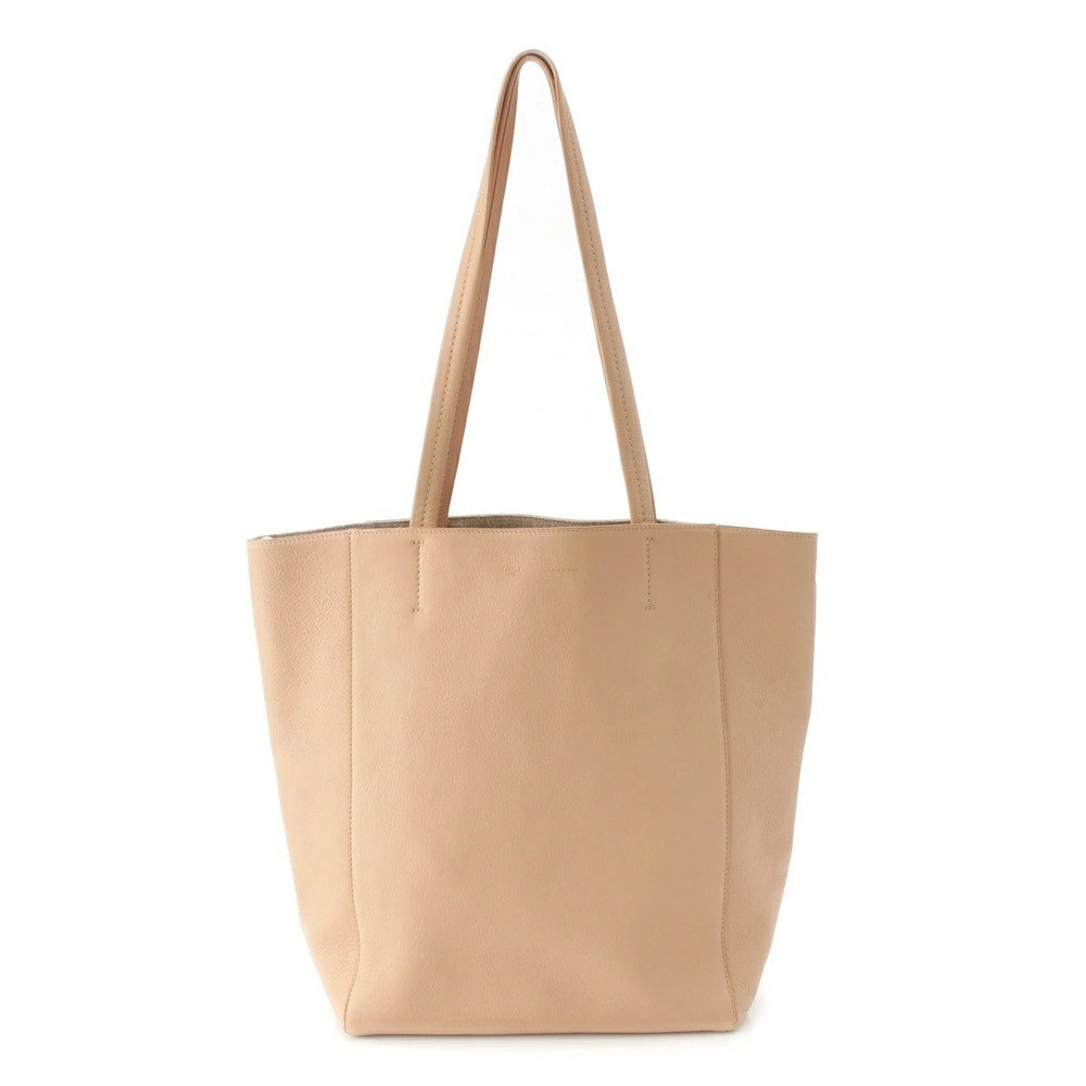 Celine Leather Cabas Phantom Tote Bag Handbag Beige Cream